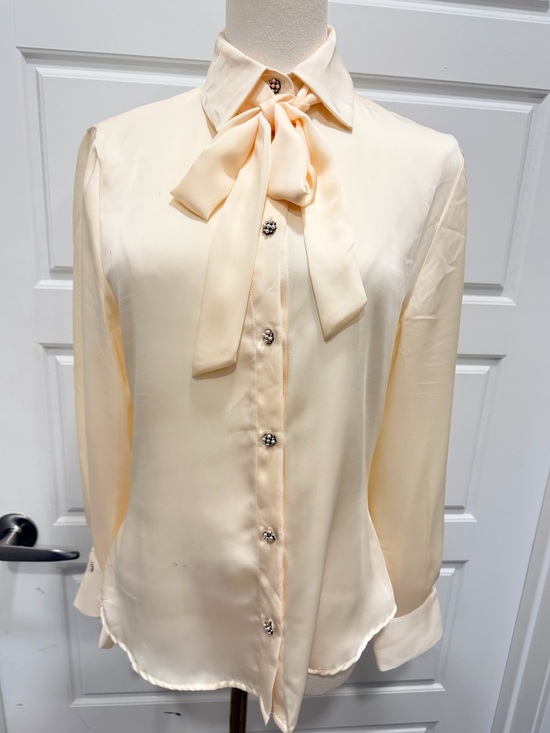 Tops - Zara Women's Cream Bow Tie Button-Down Blouse NWT